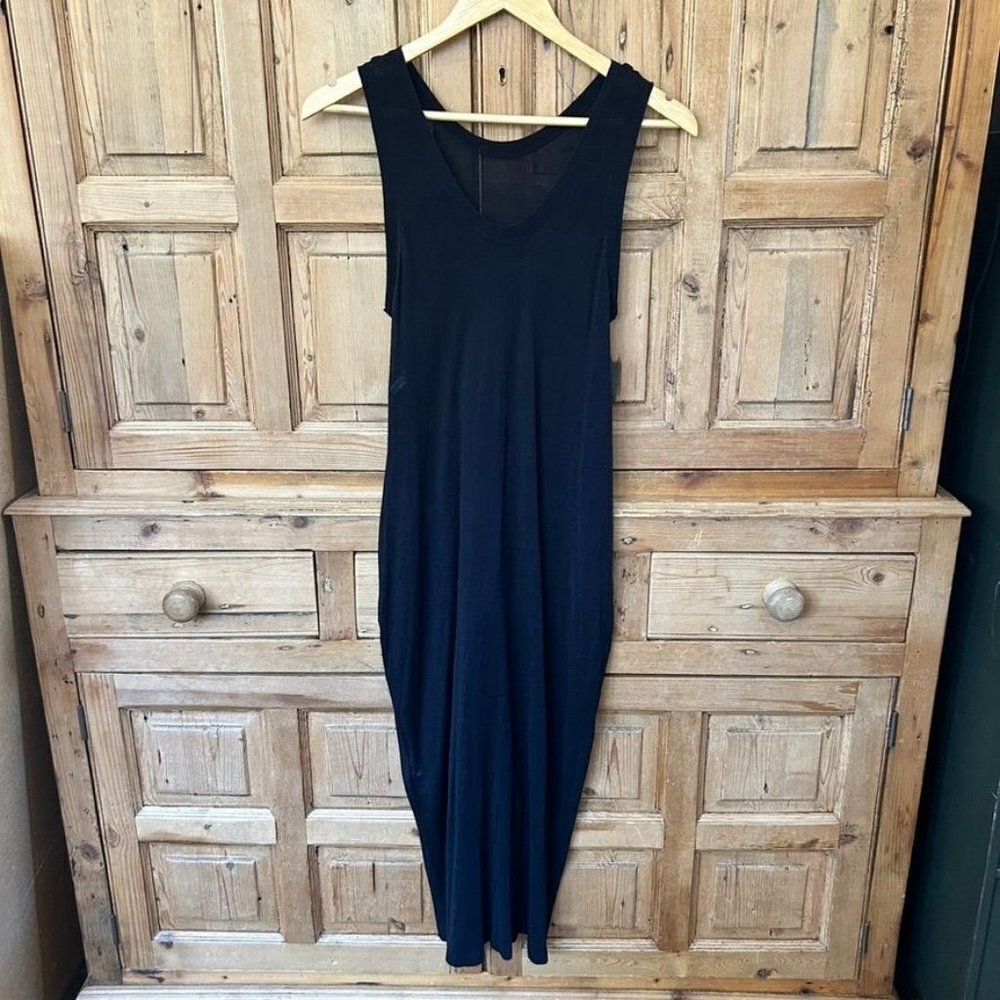 Sly Standard Free (OSFM) Black Tank Dress Sleeveless Pockets Midi Length Womens